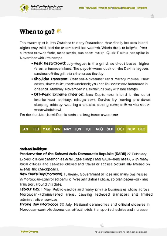example page 3 from our offline Travel Guide for Western Sahara